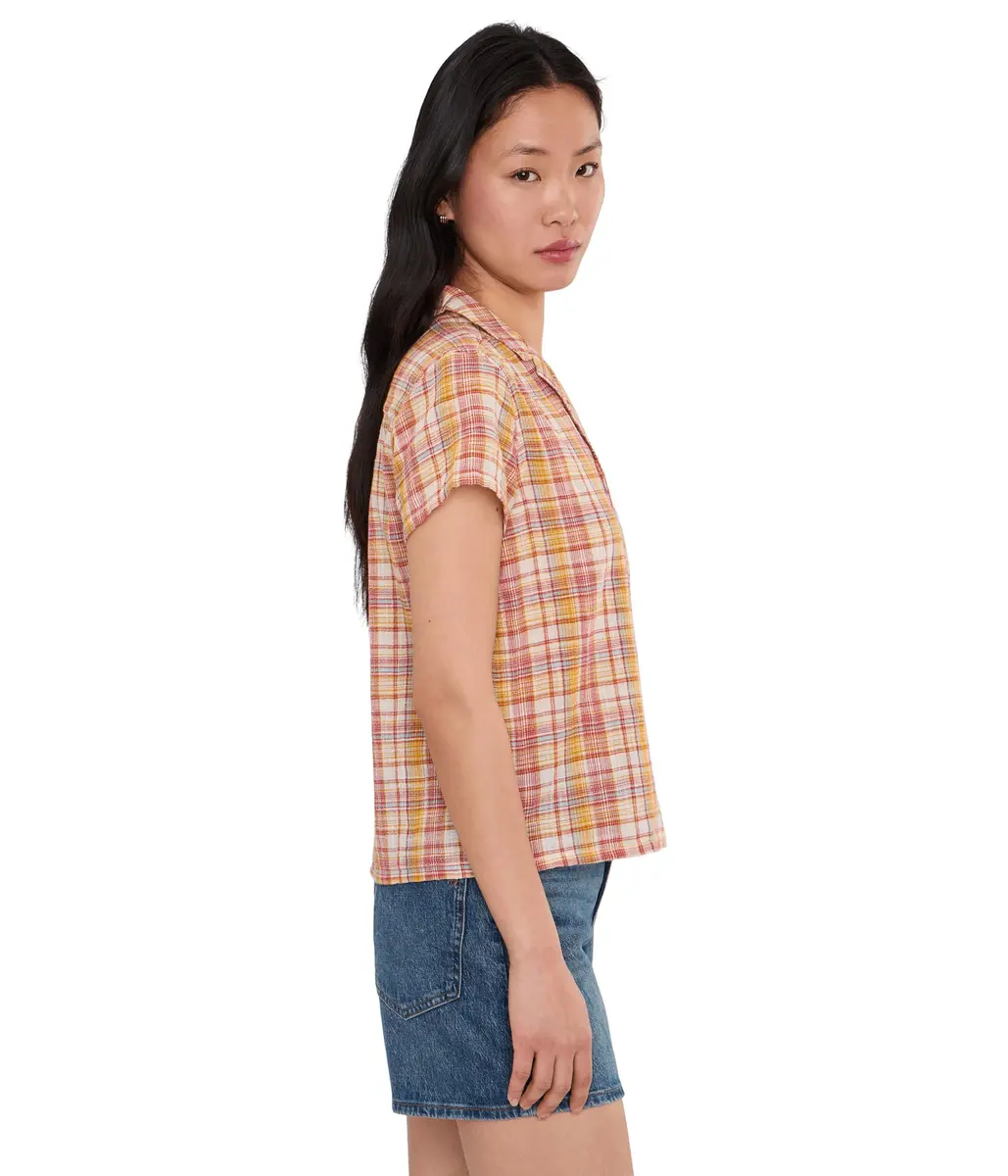 Toad&Co Womens Camp Cove Shirt Gold Pattern | Casual Organic Cotton Blouse (XS, One Size) - view 3