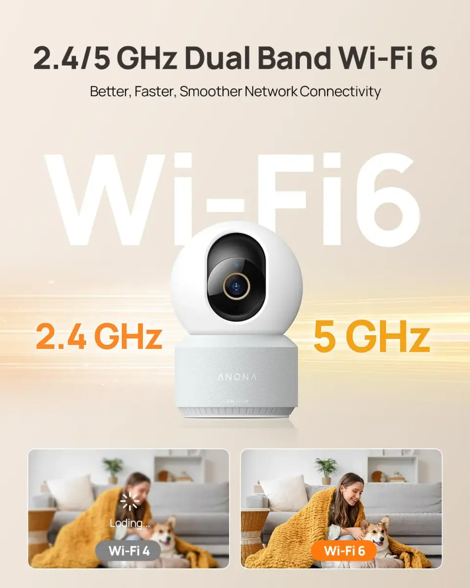 Anona 4K UHD Indoor Camera 2-Pack | 360° Pan-Tilt, AI Detection, Wi-Fi 6 - view 5