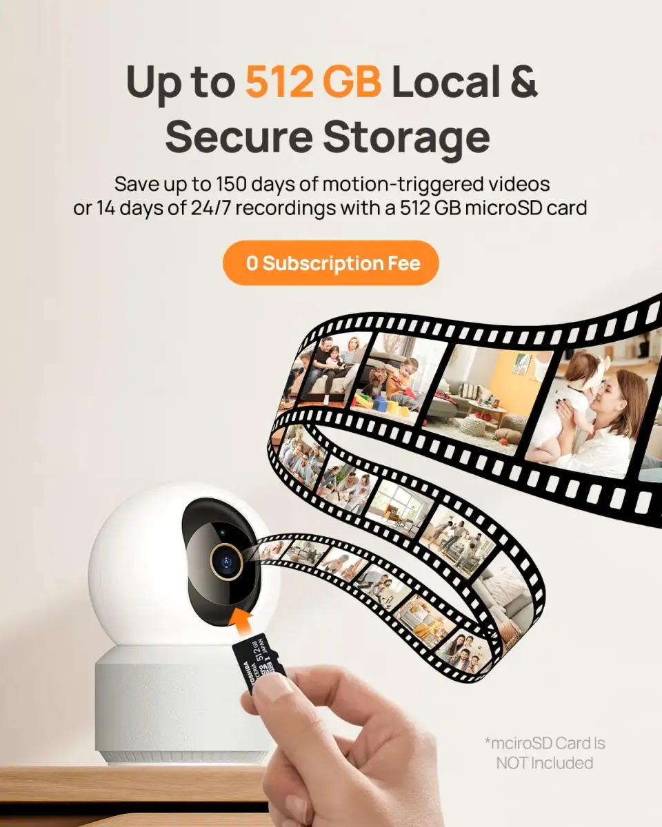 Anona 4K UHD Indoor Camera 2-Pack | 360° Pan-Tilt, AI Detection, Wi-Fi 6 - view 6