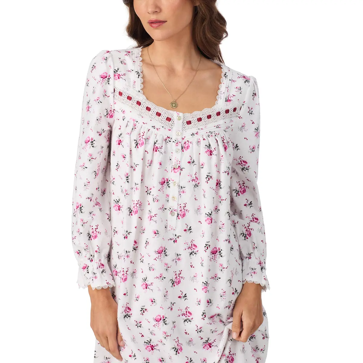 Eileen West Cotton Flannel Nightgown for Women | Long Sleeve 50" | Vintage-Inspired Comfort - view 2