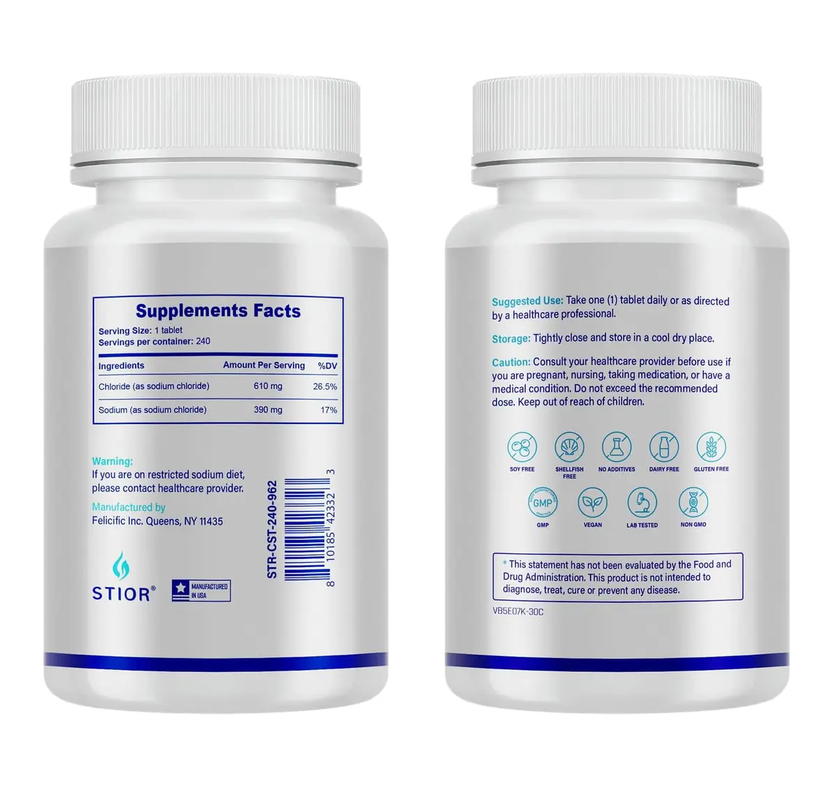 STIOR Sodium Chloride Tablets 1000mg | Electrolyte Support for Hydration & Muscle Function (70-120 chars) - view 2