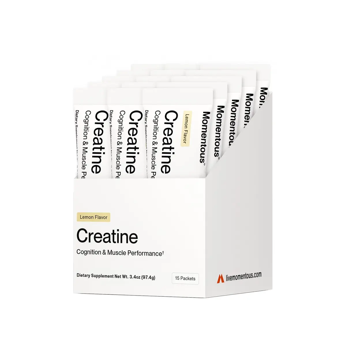 Momentous Creatine Monohydrate Powder Lemon 3.4 oz (96.4 g) | NSF Certified for Sport - main product image