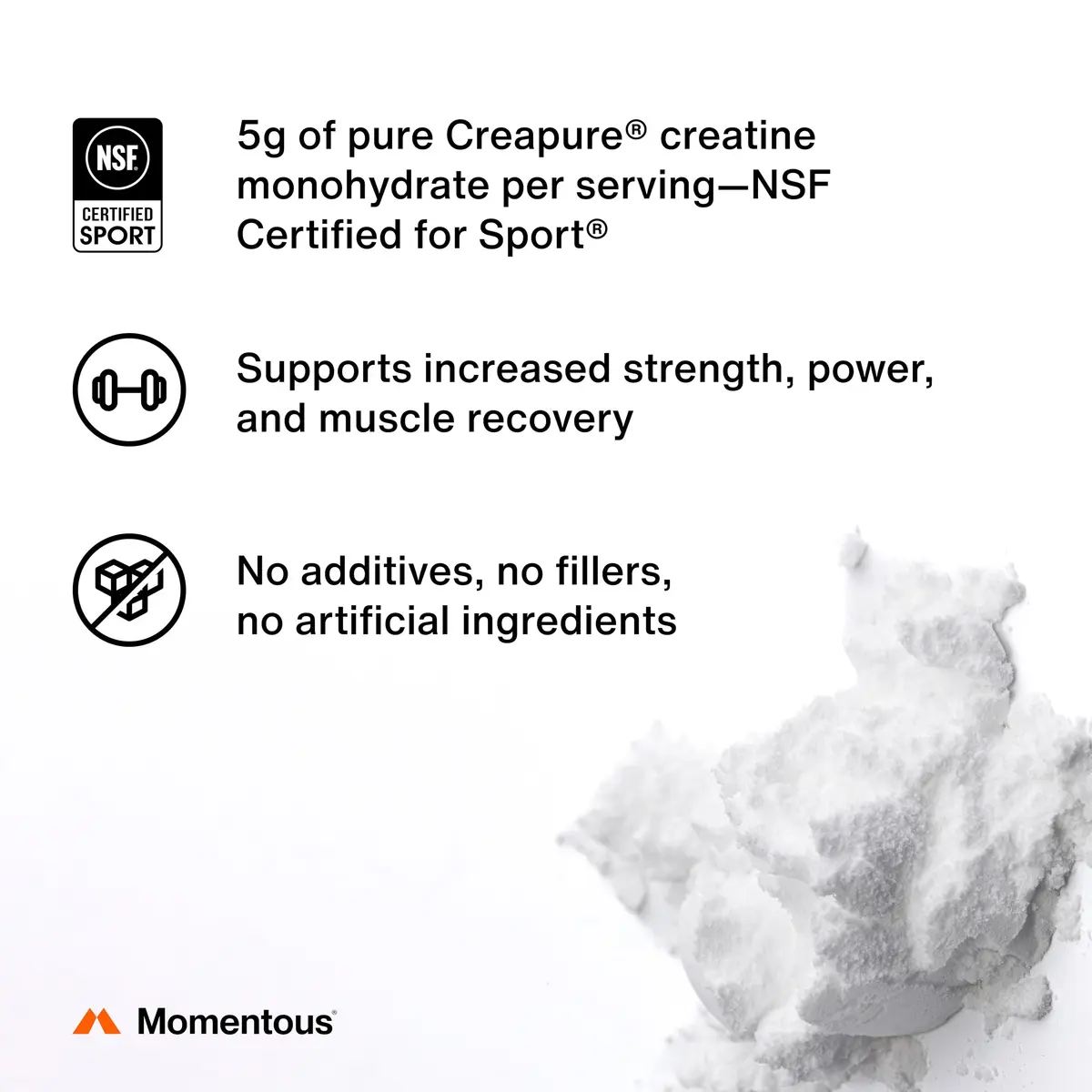 Momentous Creatine Monohydrate Powder Lemon 3.4 oz (96.4 g) | NSF Certified for Sport - view 5