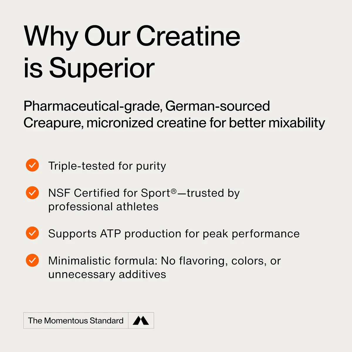 Momentous Creatine Monohydrate Powder Lemon 3.4 oz (96.4 g) | NSF Certified for Sport - view 6
