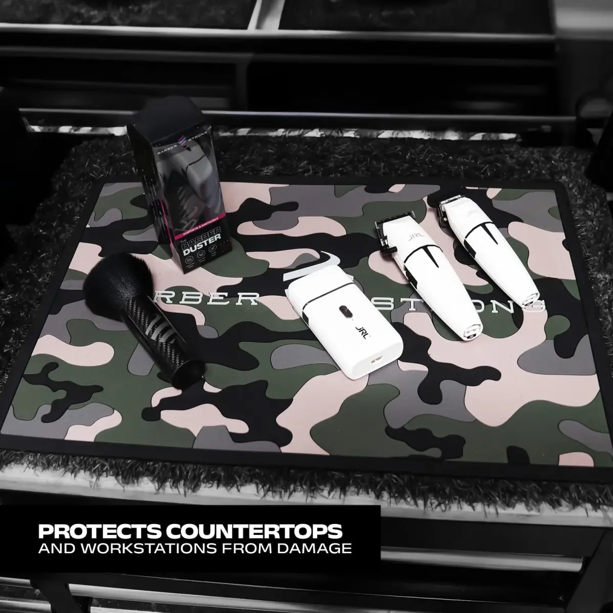 Barber Strong The Barber Mat 19" x 13" Camo | Non-Slip Heat-Resistant Workstation Mat for Clippers & Tools - view 3
