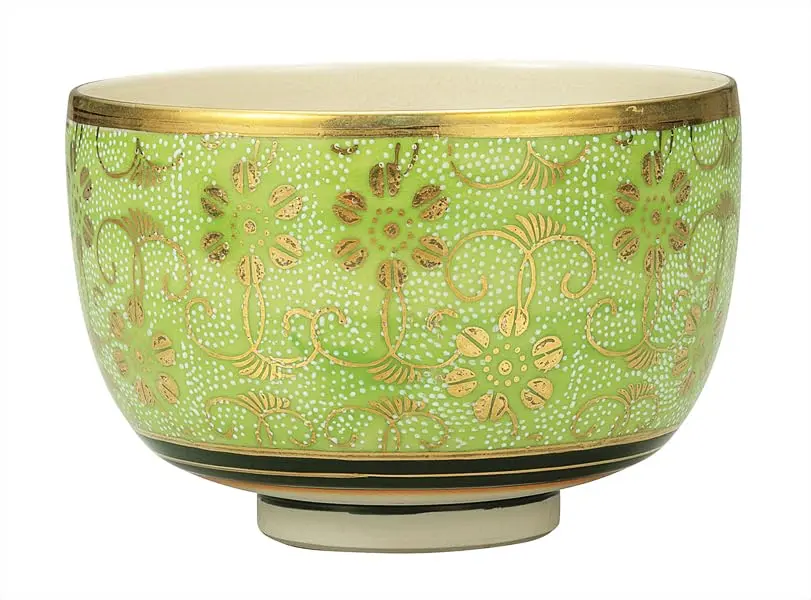 九谷焼いわたや(Kutaniyakiiwataya) Matcha Bowl, White Grain Porcelain | 12 x 7.5 in | Art & Tea Accessory - main product image