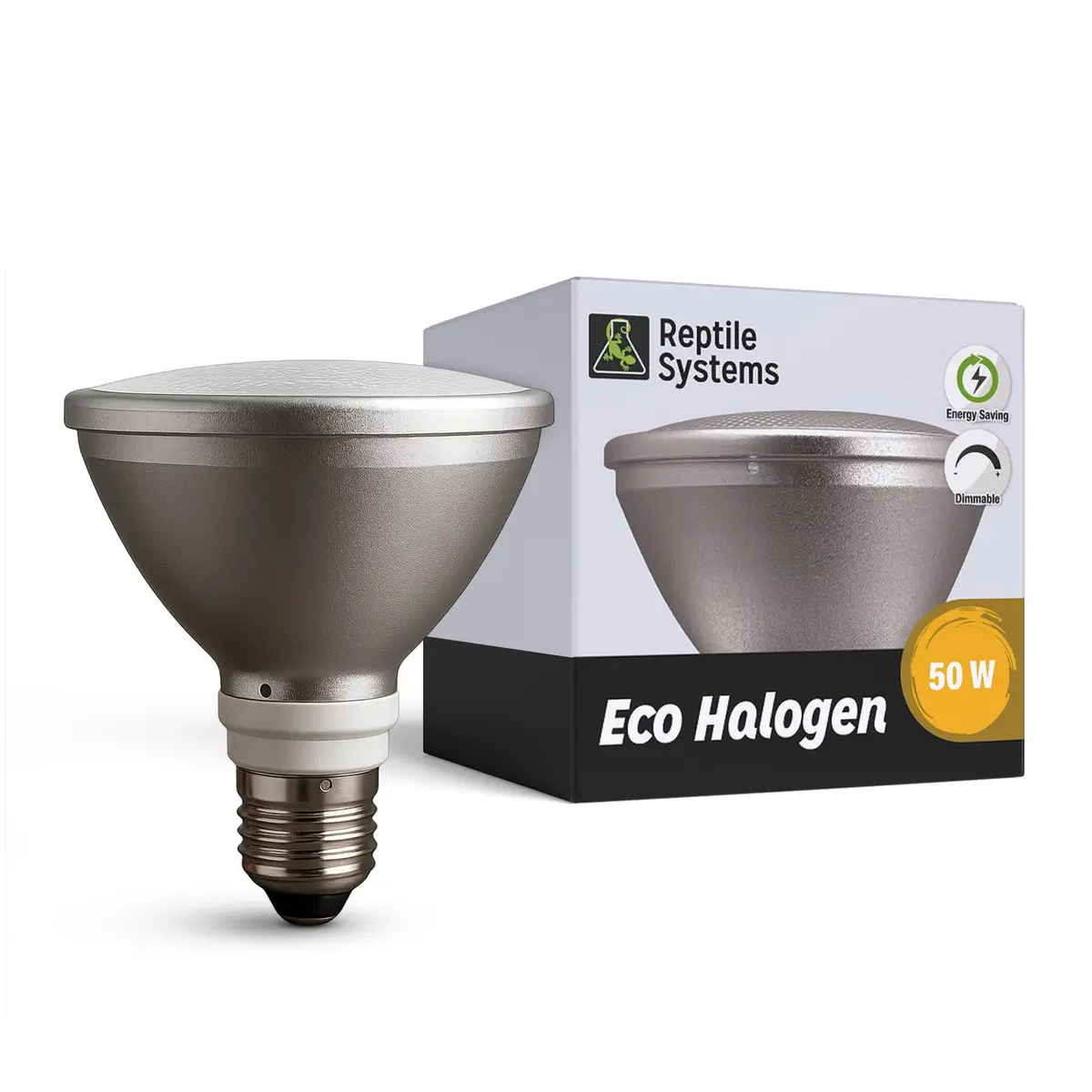 Reptile Systems Eco Halogen White 50w Lamp for Reptiles & Amphibians | Efficient Heating & Dual Light & Heat - main product image