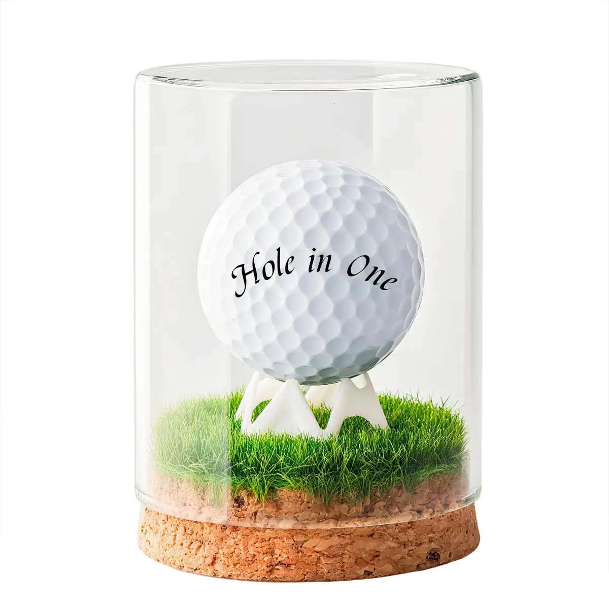 Rocalt Golf Ball Display Case with Glass Cover & Cork Base, Round Tabletop Mount | Dustproof Design for Signed Balls - main product image