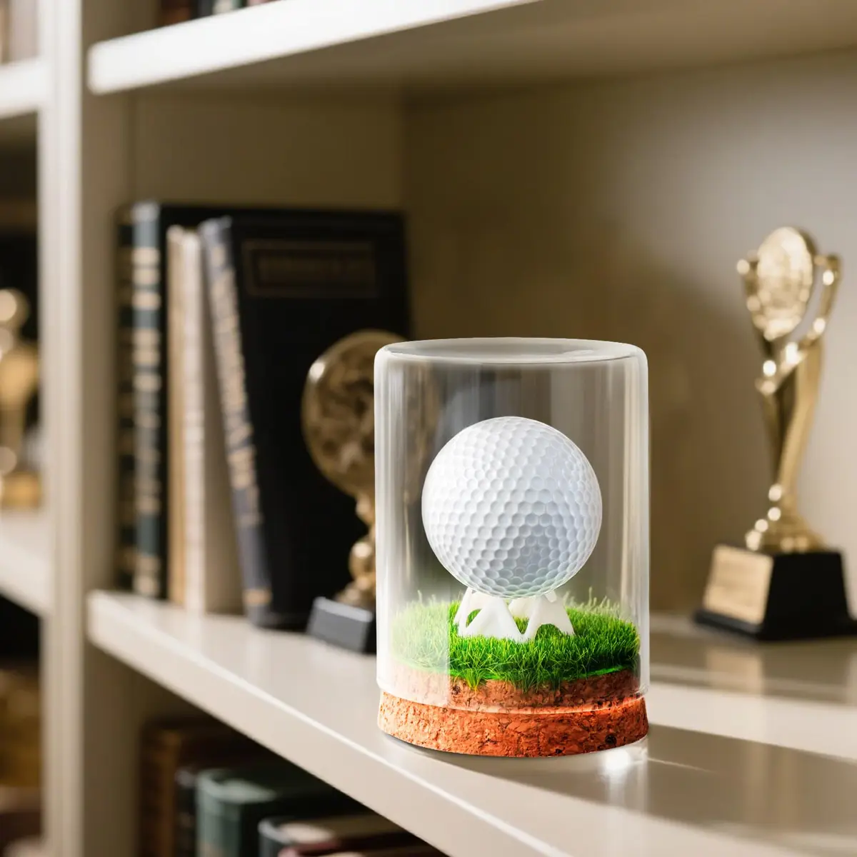 Rocalt Golf Ball Display Case with Glass Cover & Cork Base, Round Tabletop Mount | Dustproof Design for Signed Balls - view 6