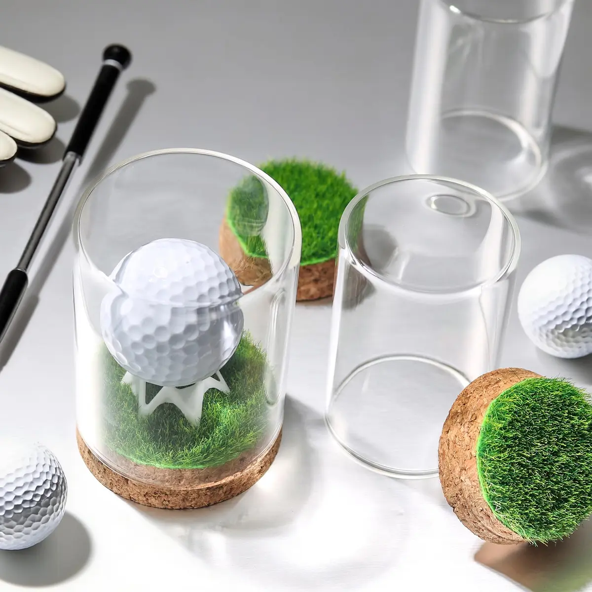 Rocalt Golf Ball Display Case with Glass Cover & Cork Base, Round Tabletop Mount | Dustproof Design for Signed Balls - view 7