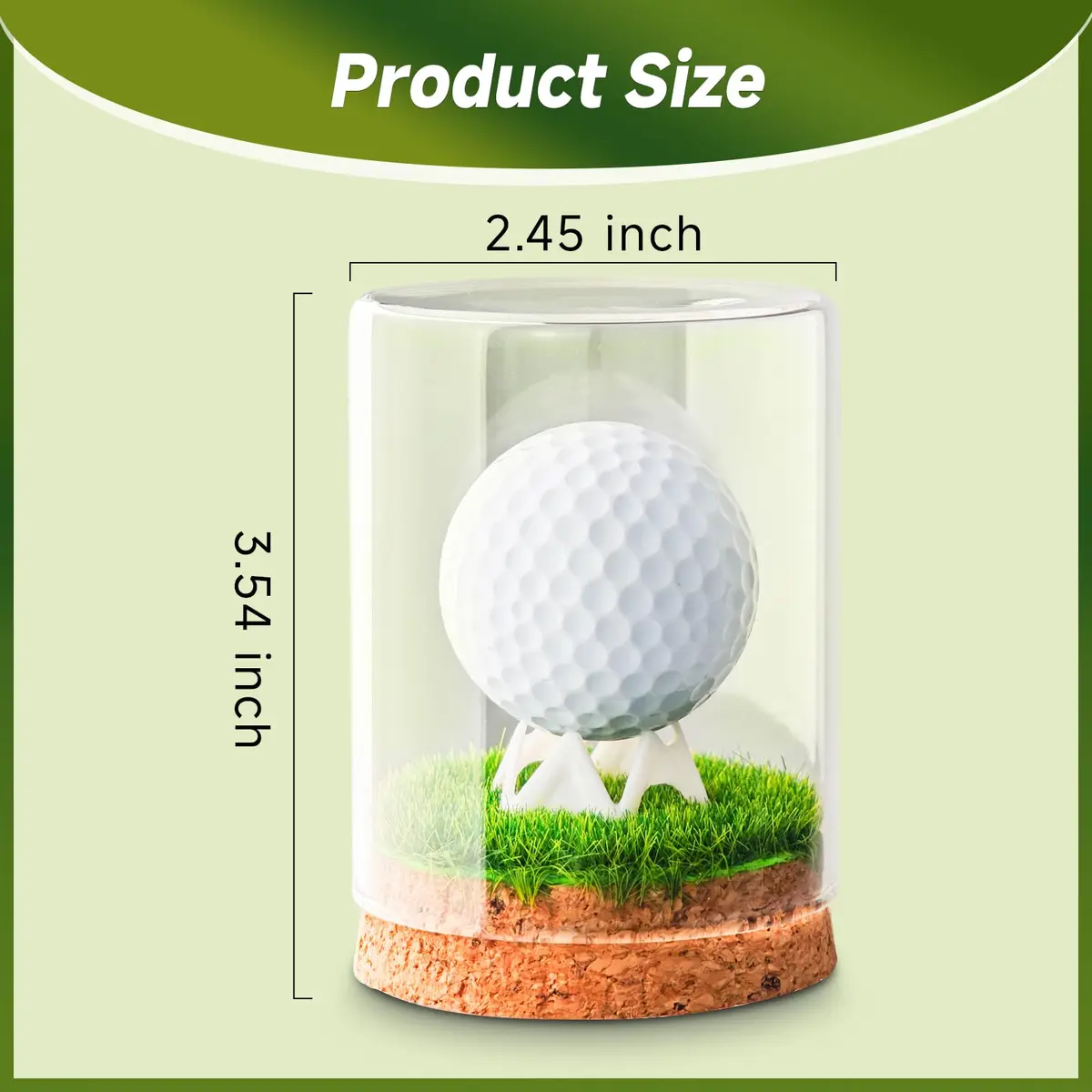 Rocalt Golf Ball Display Case with Glass Cover & Cork Base, Round Tabletop Mount | Dustproof Design for Signed Balls - view 3