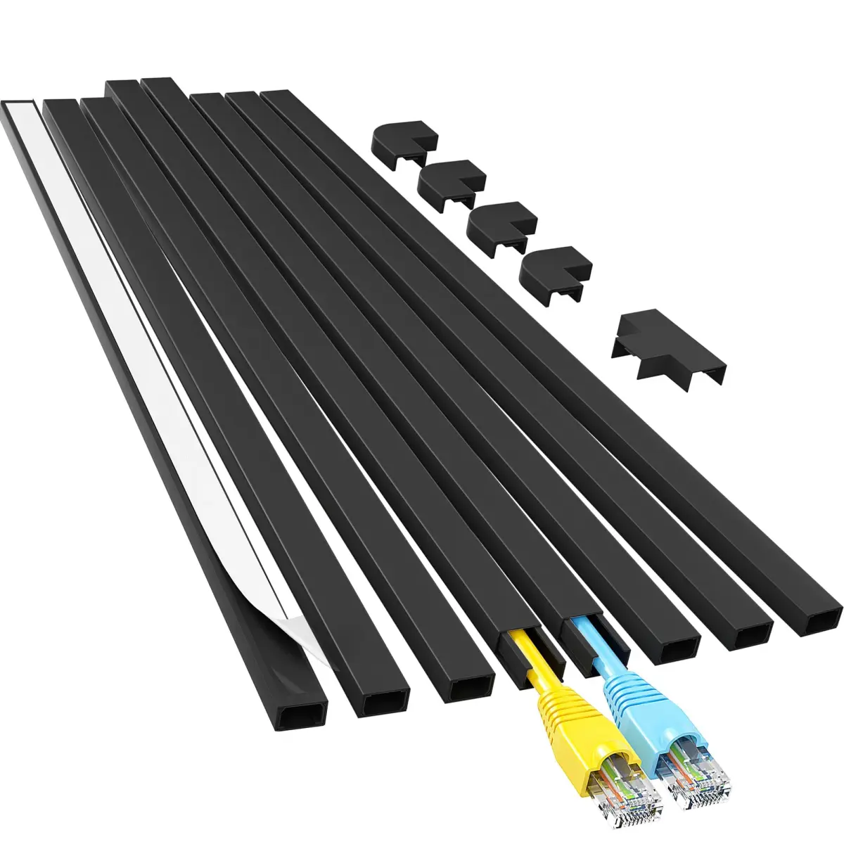 Yecaye Black Cord Hider Kit | 363cm (113in) Single Wire Cable Raceway - main product image