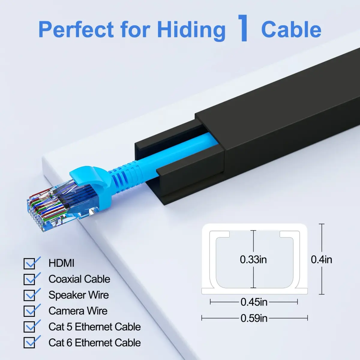 Yecaye Black Cord Hider Kit | 363cm (113in) Single Wire Cable Raceway - view 2