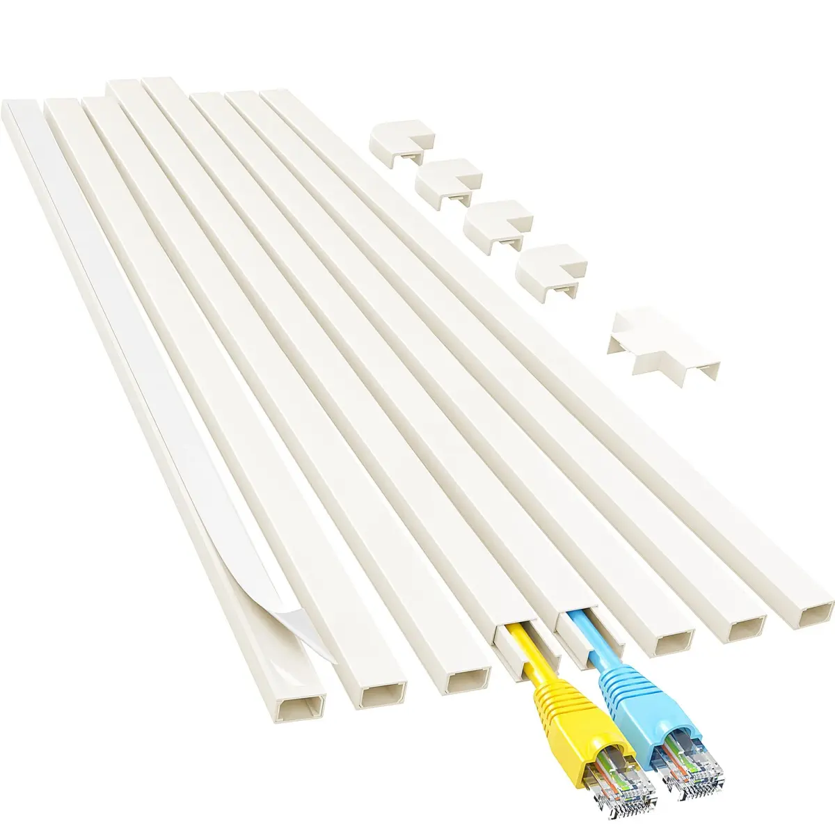 Yecaye Beige Cord Hider Kit 3.6m (113in) | Conceals Single Cable on Walls for Home & Office - main product image