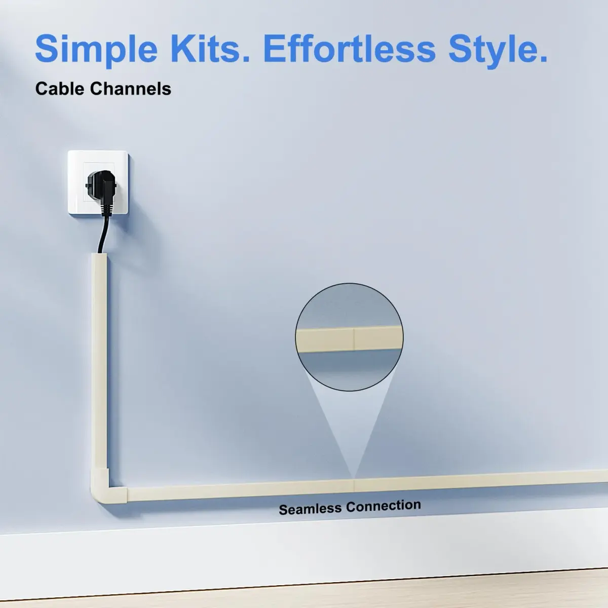 Yecaye Beige Cord Hider Kit 3.6m (113in) | Conceals Single Cable on Walls for Home & Office - view 4