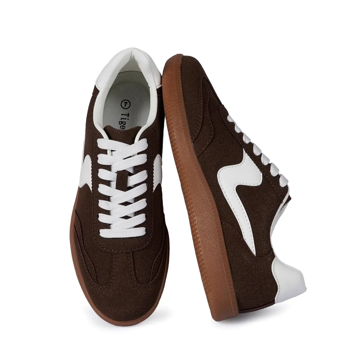 Tigeridea Women's Casual Tennis Shoes | Suede Chocolate, US 7.5 - main product image