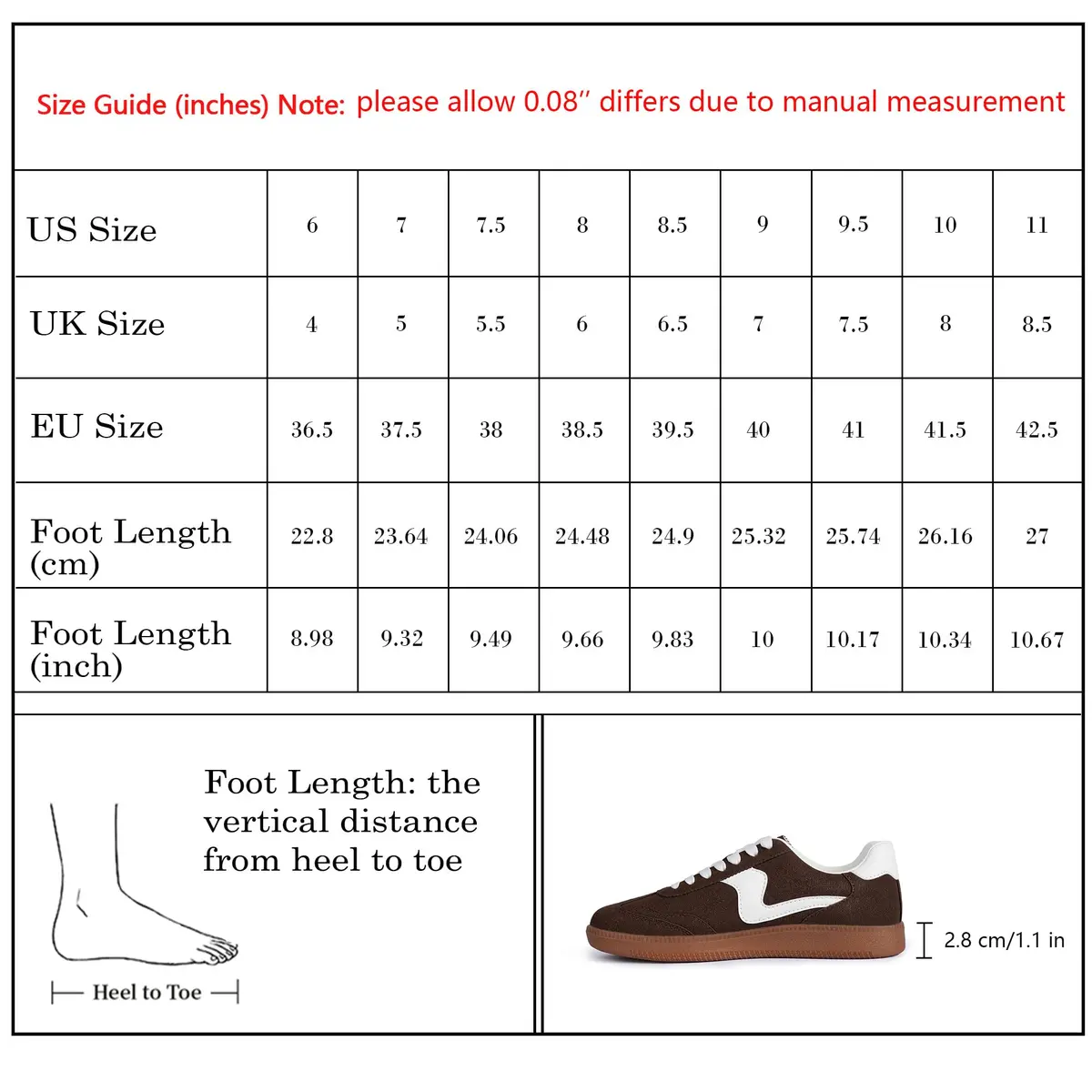 Tigeridea Women's Casual Tennis Shoes | Suede Chocolate, US 7.5 - view 9