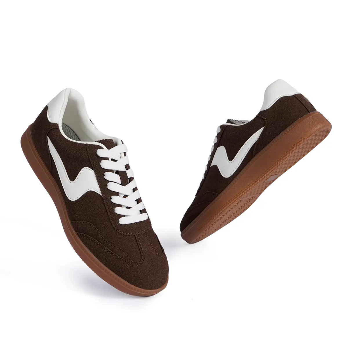 Tigeridea Women's Casual Tennis Shoes | Suede Chocolate, US 7.5 - view 3