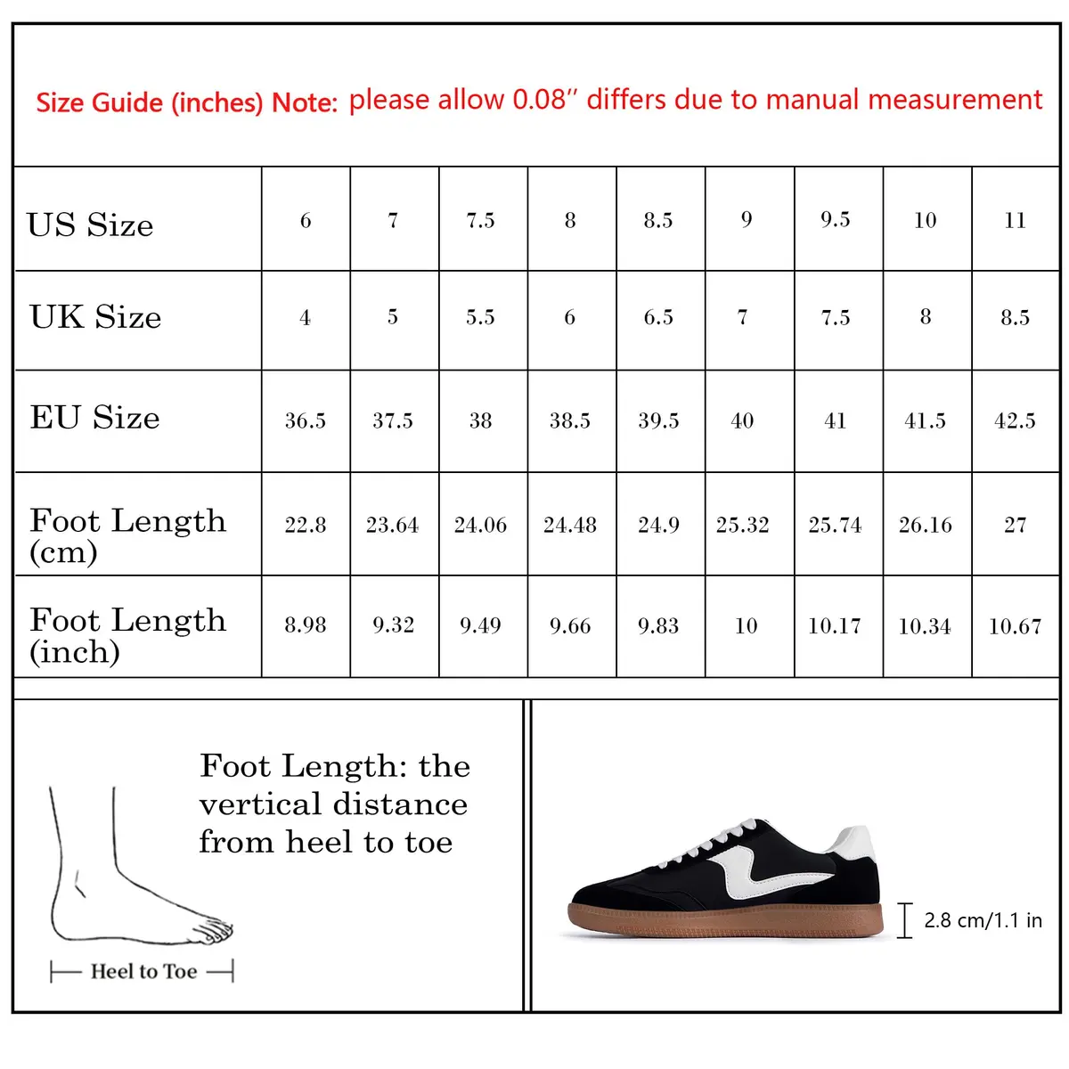 Tigeridea Women's Casual Tennis Shoes Black 23.5cm (US 7.5) | Breathable Mesh & Gum Rubber Sole - view 9