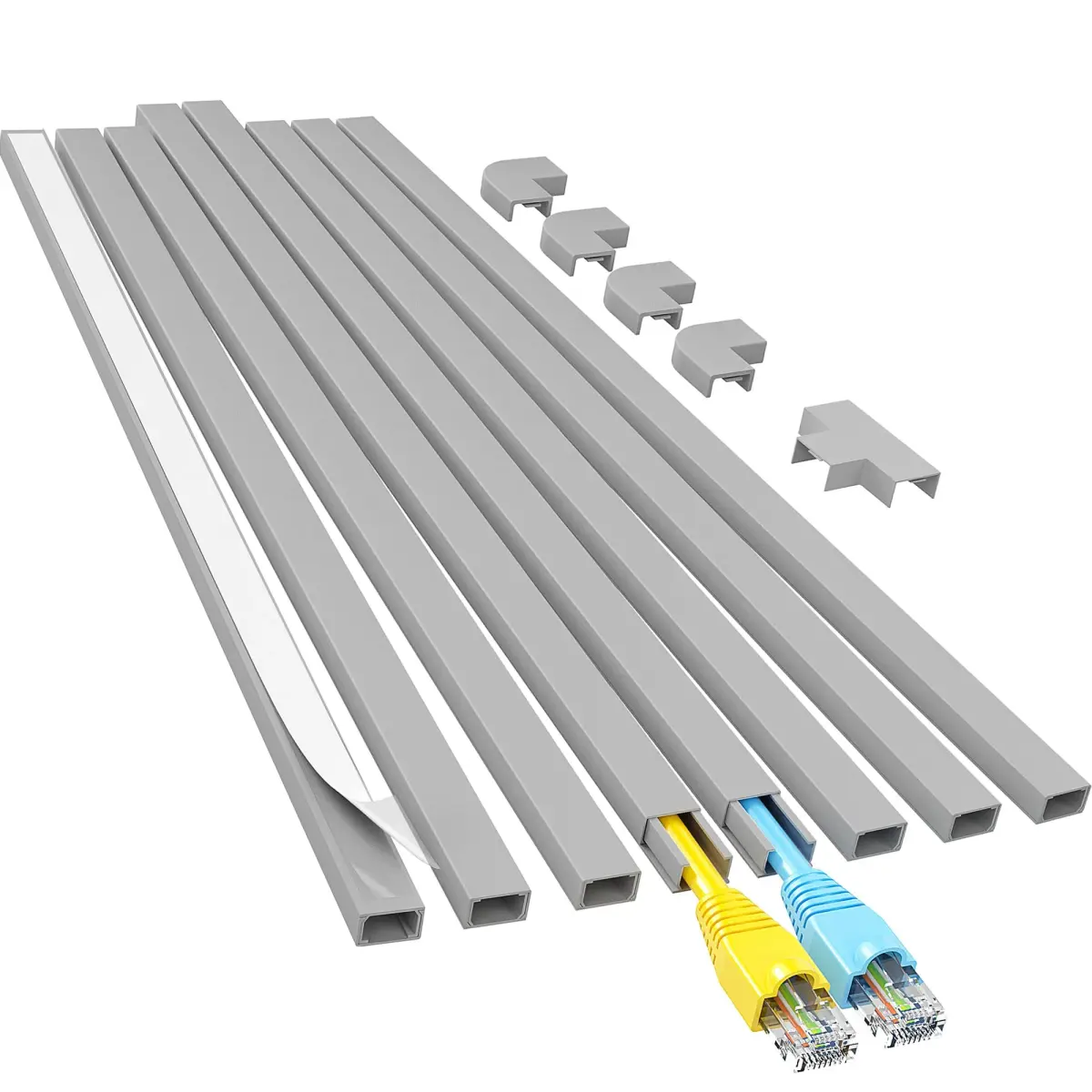 Yecaye Grey Cord Hider Kit 113in | Conceals 1-2 Small Wires for Home & Office - main product image