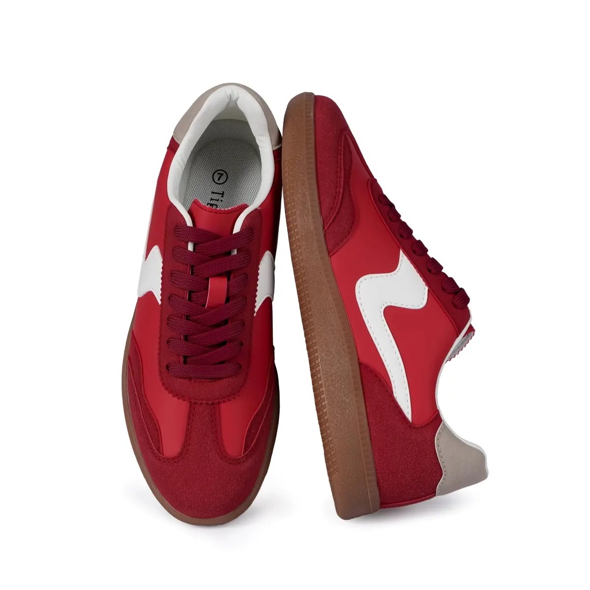 Tigeridea Women's Casual Tennis Shoes Red US 9 | Retro Design with Breathable Mesh & Gum Rubber Sole - main product image