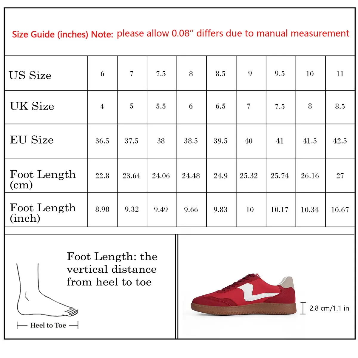Tigeridea Women's Casual Tennis Shoes Red US 9 | Retro Design with Breathable Mesh & Gum Rubber Sole - view 9