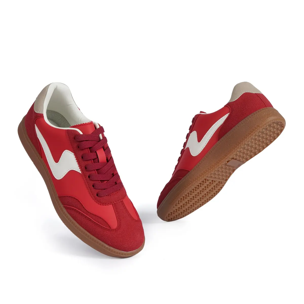 Tigeridea Women's Casual Tennis Shoes Red US 9 | Retro Design with Breathable Mesh & Gum Rubber Sole - view 4