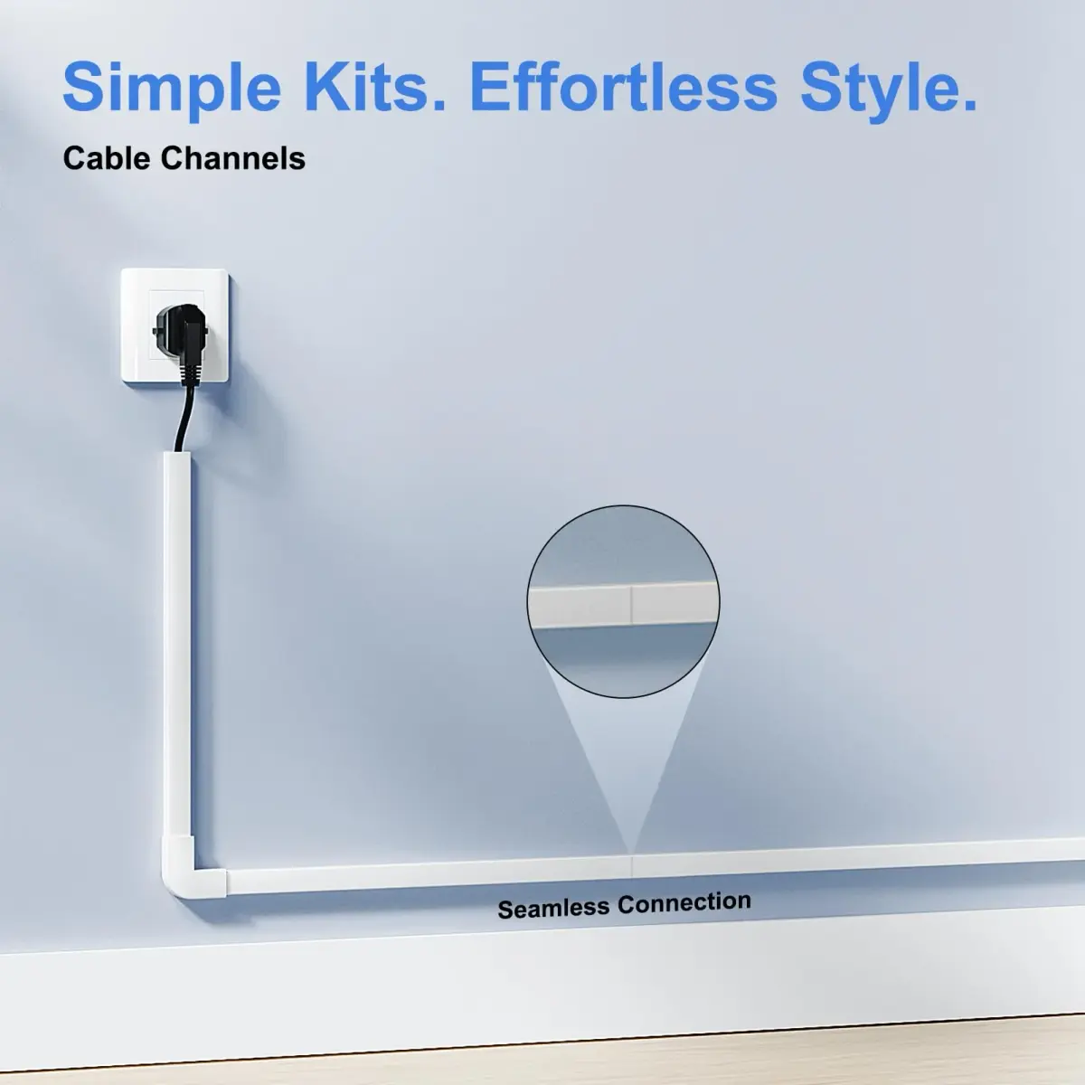 Yecaye White Cord Hider Kit 113in L x 1.18in W x 0.67in H | Conceals 2 Small Wires - view 3