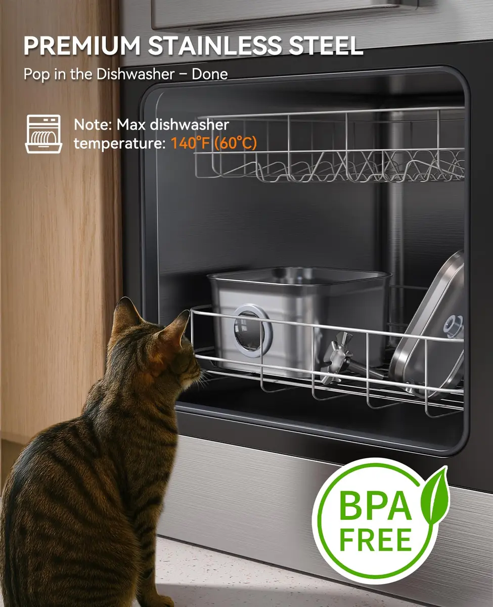 FEELNEEDY Cat Water Fountain Stainless Steel 2.8L | Quiet, Durable & Easy to Clean - view 3
