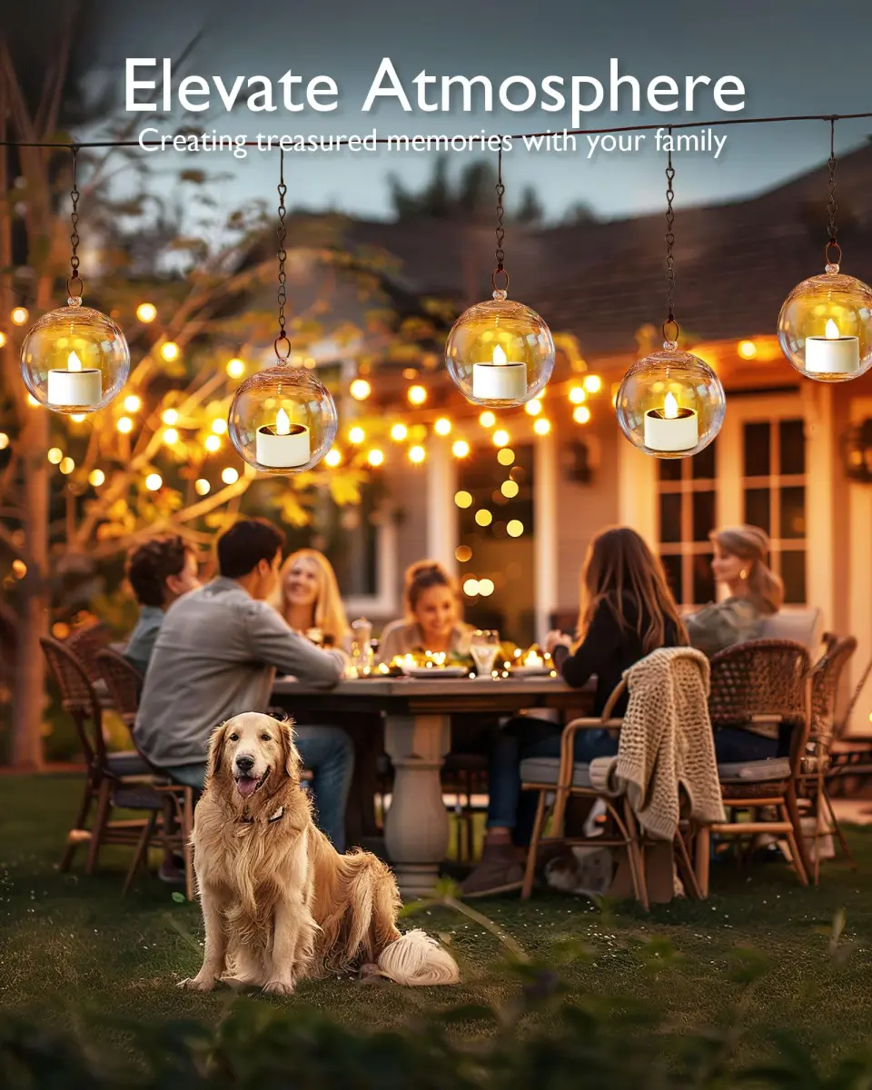 Homemory Solar Tea Lights Outdoor Waterproof, Dusk to Dawn Candles, 12-Pack, 3.8cm (1.5") x 3.8cm (1.58") | Rechargeable Flameless LED Votive Lights - view 4