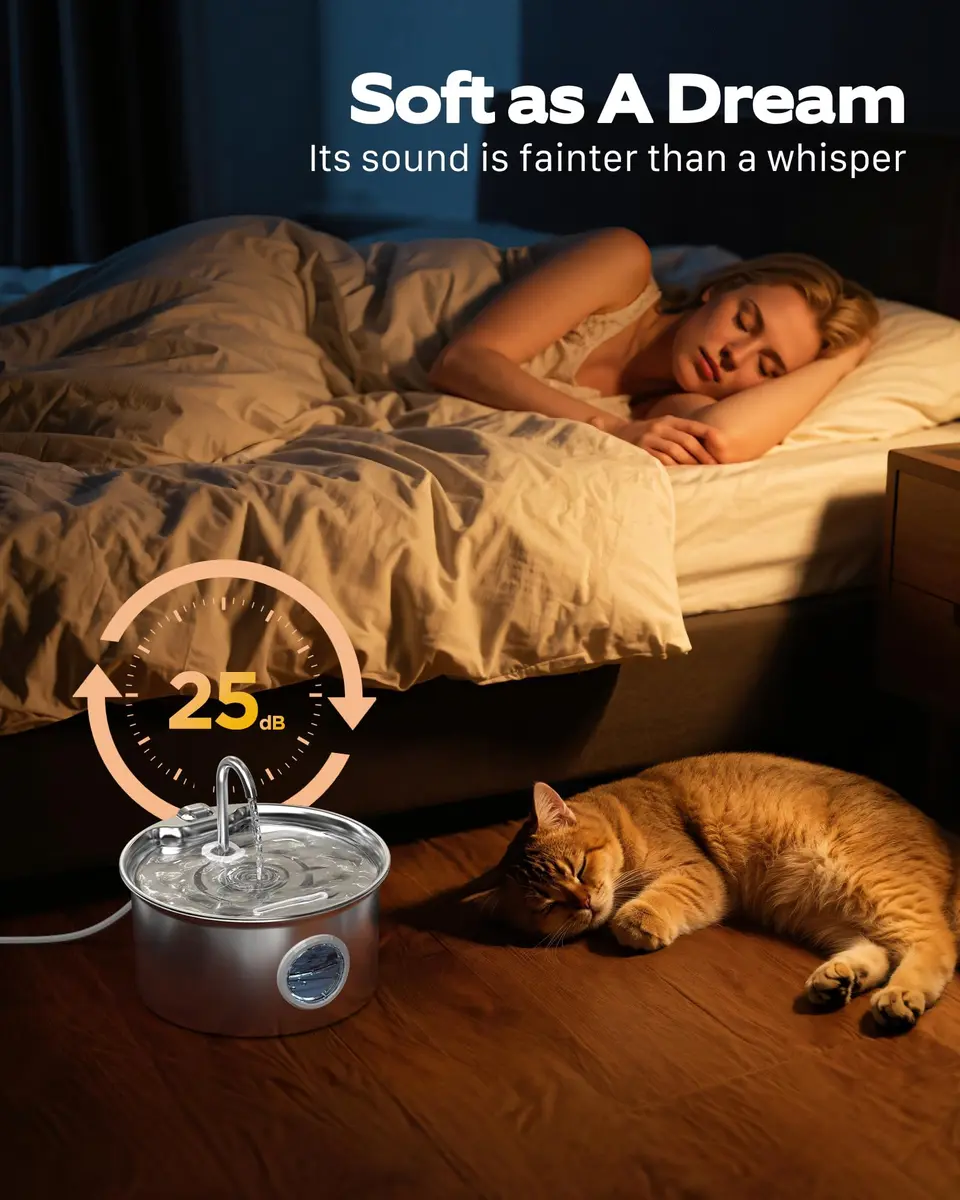 ATMZIQXR Pet Water Fountain Stainless Steel 2.6L | Quiet, Durable & Easy to Maintain - view 6