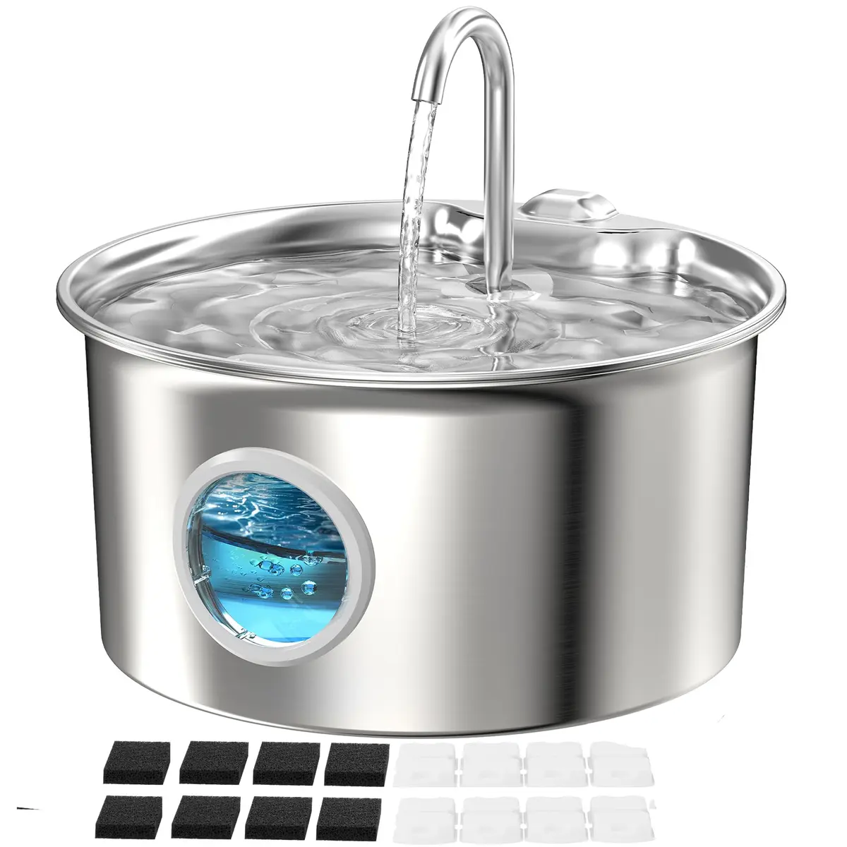 ATMZIQXR Pet Water Fountain Stainless Steel 2.6L | Quiet, Durable & Easy to Maintain - main product image