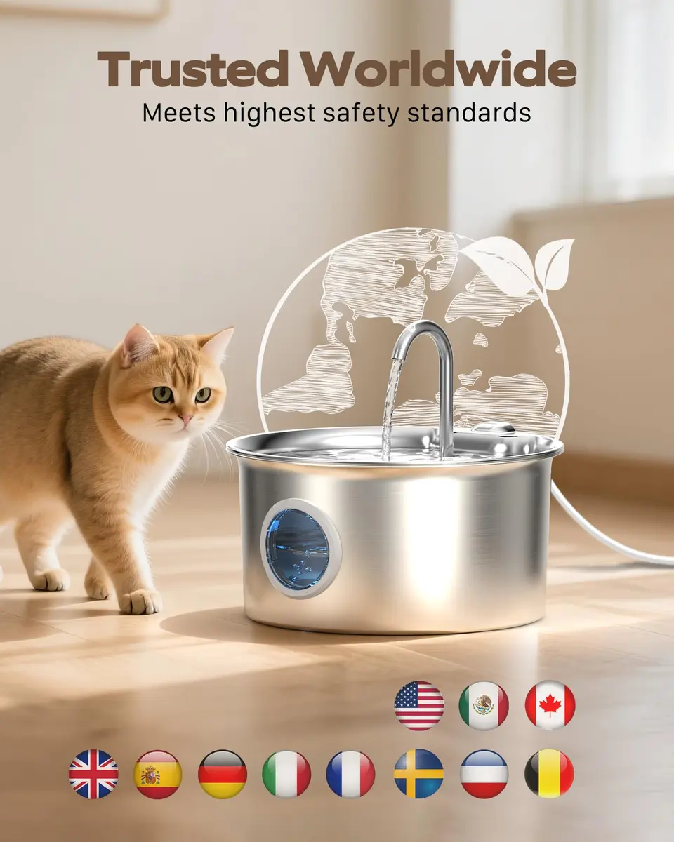 ATMZIQXR Pet Water Fountain Stainless Steel 2.6L | Quiet, Durable & Easy to Maintain - view 9