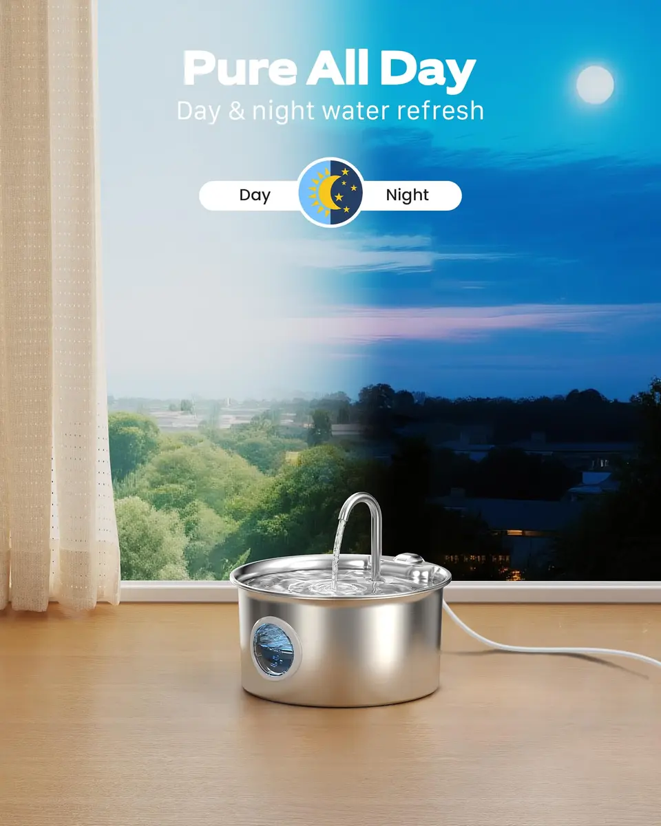 ATMZIQXR Pet Water Fountain Stainless Steel 2.6L | Quiet, Durable & Easy to Maintain - view 3