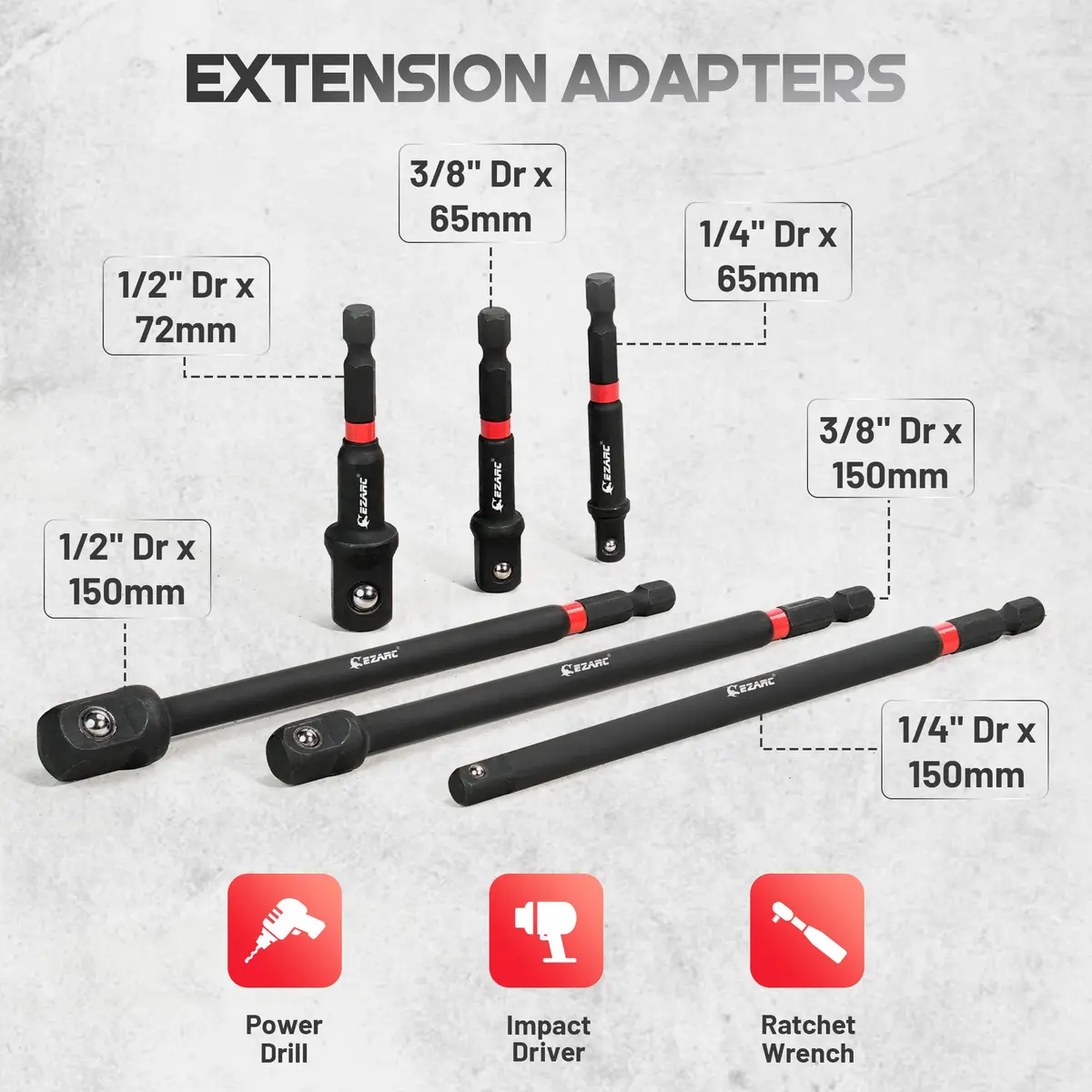 EZARC Impact Socket Adapter Set, 14PCS with Swivel and Angle Attachments | Heavy-Duty Impact-Grade Steel - view 4