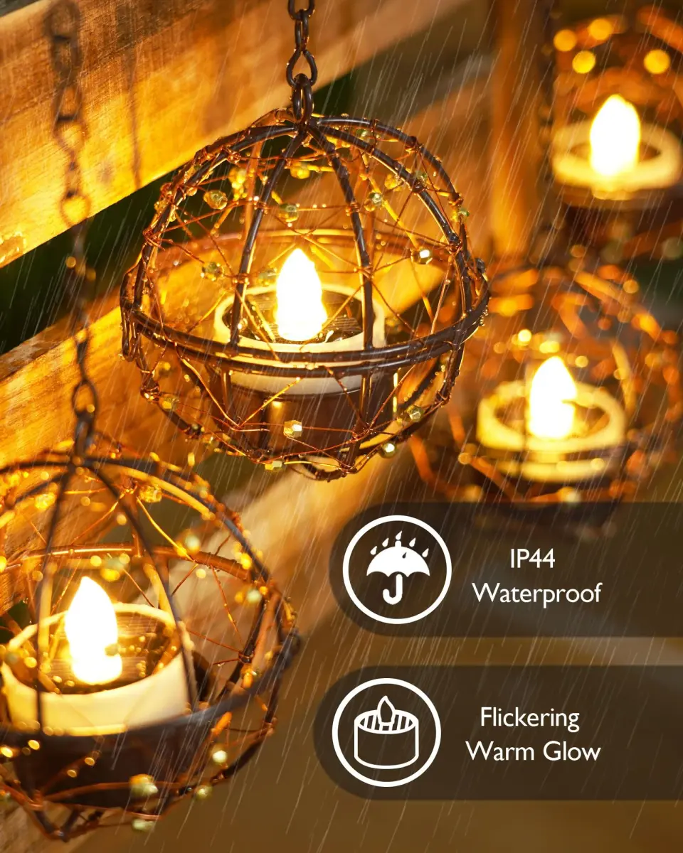 Homemory 16-Pack Solar Tea Lights Outdoor Waterproof, Dusk to Dawn Candles | 1.5" x 1.58" Warm White LED Votive Lights - view 3