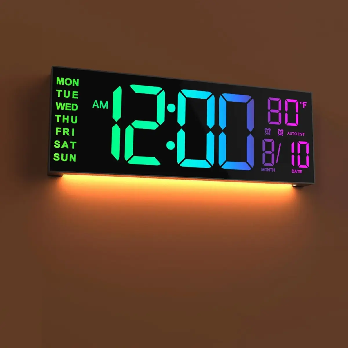 JALL Black 13 Inch Large Digital Wall Clock with Date, Day, Temperature & Auto DST - main product image