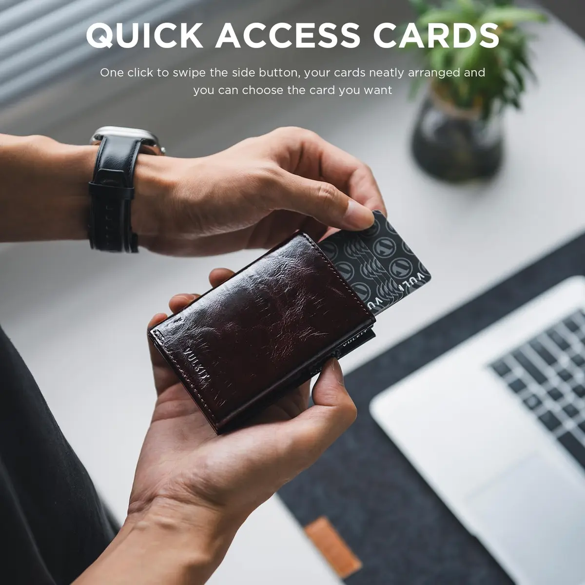 VULKIT Card Holder Wallet with Coin Pocket Magnetic Closure Pop Up Cards for Cash & Credit Cards | RFID/NFC Blocker - view 3