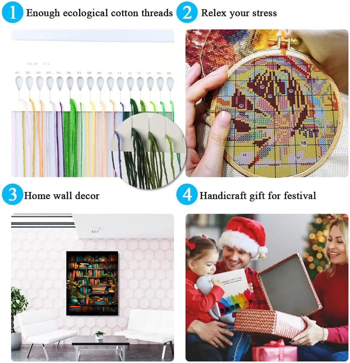 MjhRcll Crucifixion Stamped Cross Stitch Kits 12x16 Inch | Beginner-Friendly Embroidery Kit for Adults - view 6