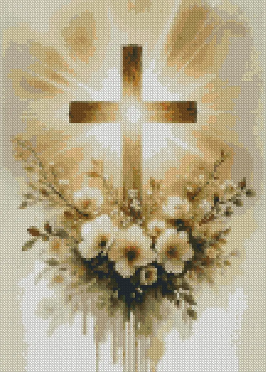 MjhRcll Crucifixion Stamped Cross Stitch Kits 12x16 Inch | Beginner-Friendly Embroidery Kit for Adults - view 2