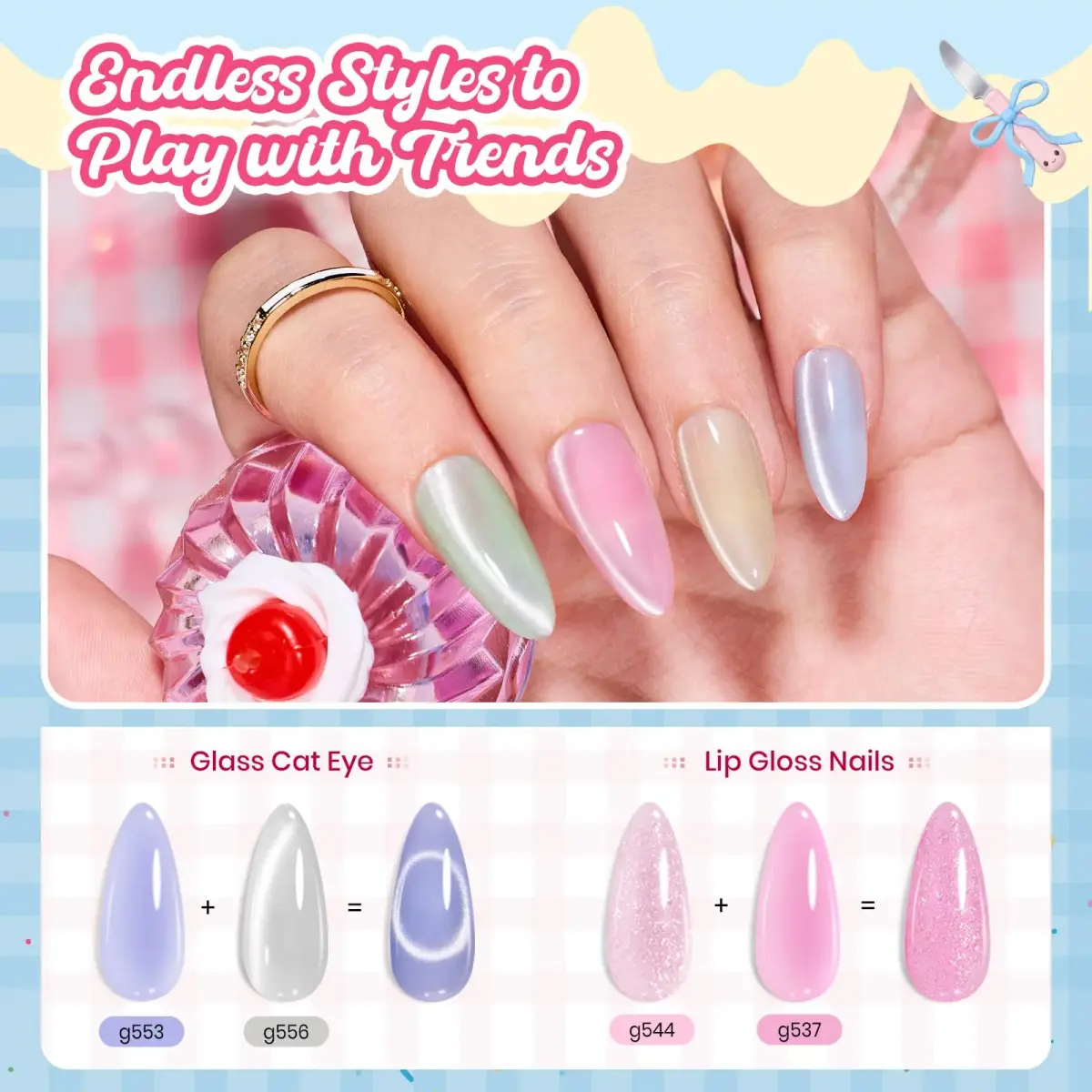 Beetles Jelly Gel Nail Polish Set, Spring Pudding 20 Colors Pastel Color, 7.5ml Each (0.25 Fl Oz) | UV/LED Curing, Long-Lasting Wear - view 3