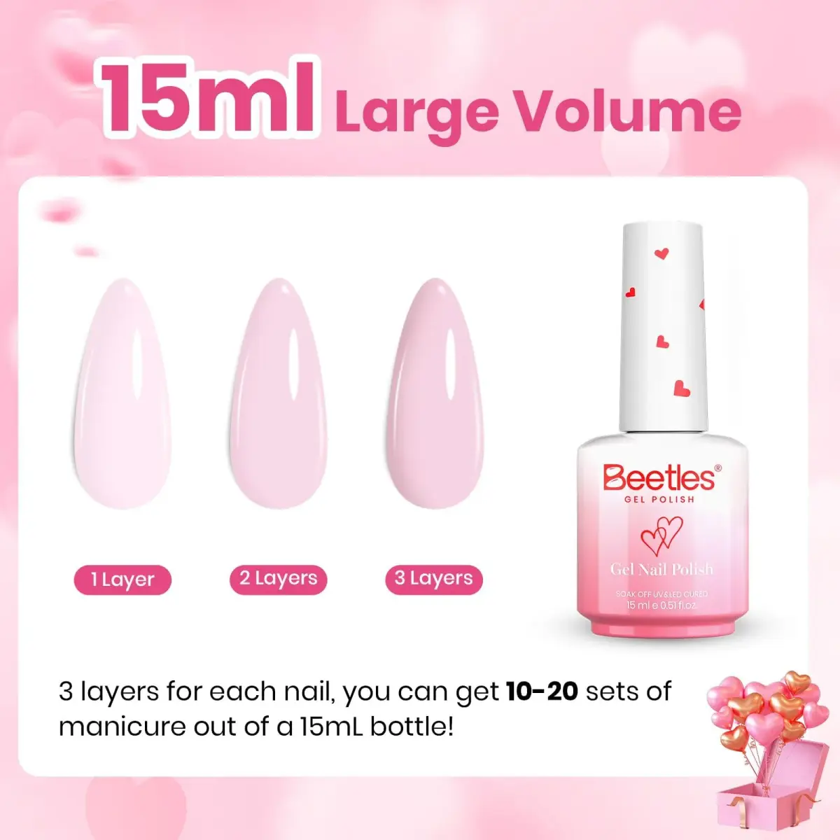 Beetles Gel Polish Barely Pink | 15ml (0.51 Fl Oz) | Long-Lasting, LED/UV Cure, Soak-Off - view 7