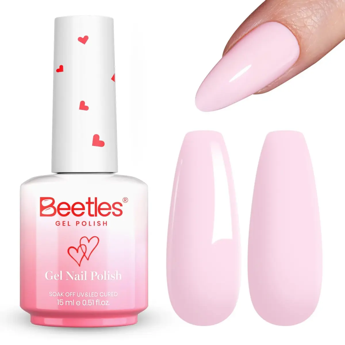 Beetles Gel Polish Barely Pink | 15ml (0.51 Fl Oz) | Long-Lasting, LED/UV Cure, Soak-Off - view 9