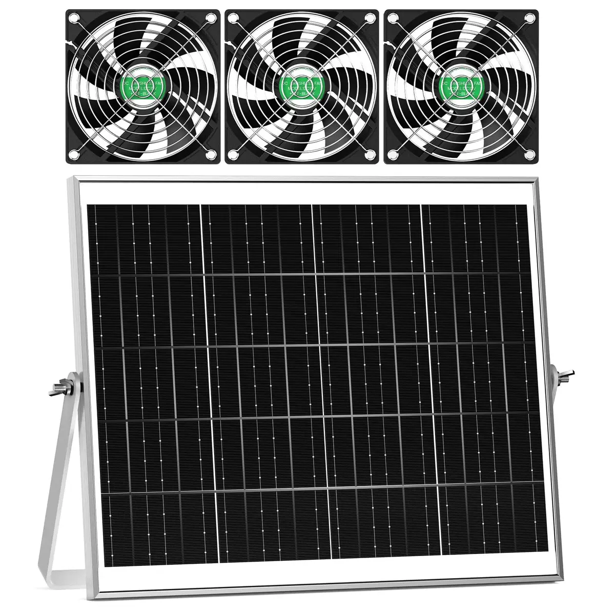 pqins Solar Greenhouse Fan 3 Kit 30W | 420 CFM Exhaust & Intake Fan with 16.5ft Cord - main product image