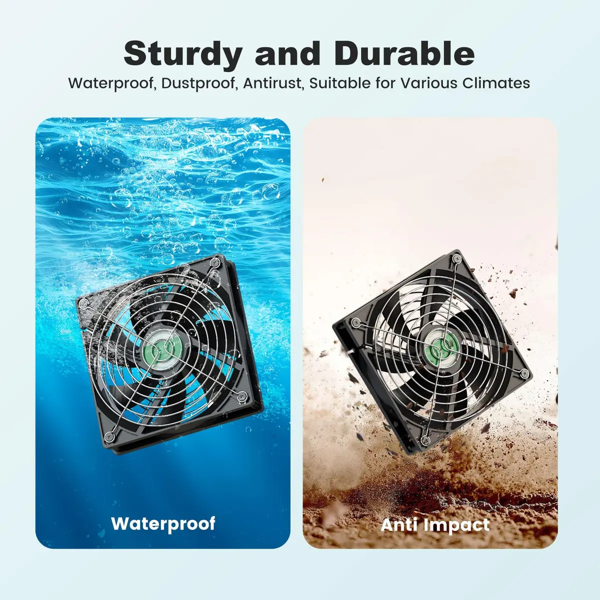 pqins Solar Greenhouse Fan 3 Kit 30W | 420 CFM Exhaust & Intake Fan with 16.5ft Cord - view 2