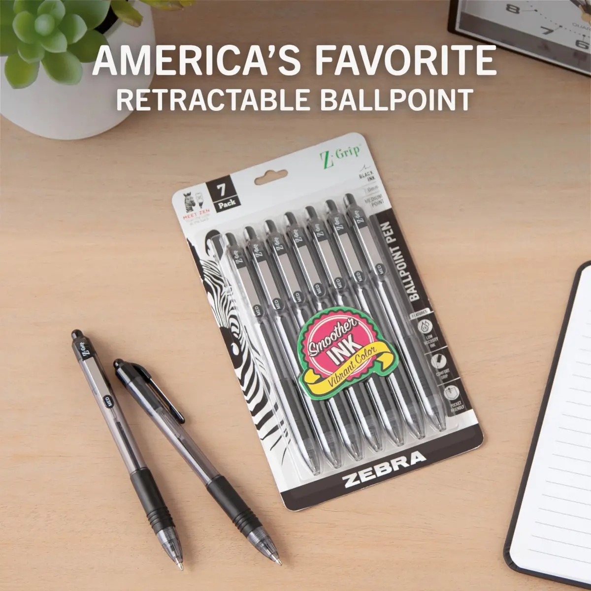 Zebra Pen Z-Grip Retractable Ballpoint Pens, Black Ink, 1.0mm Medium Point, 108-Pack | Smooth Writing for Students & Office - view 2