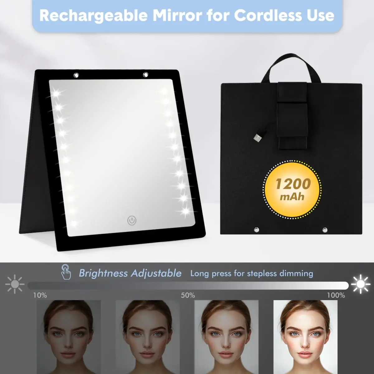 Fabuday Lighted Foldable Hanging Dance Mirror 31cm (12.3") | Adjustable Brightness, Rechargeable, Unbreakable Acrylic - view 7