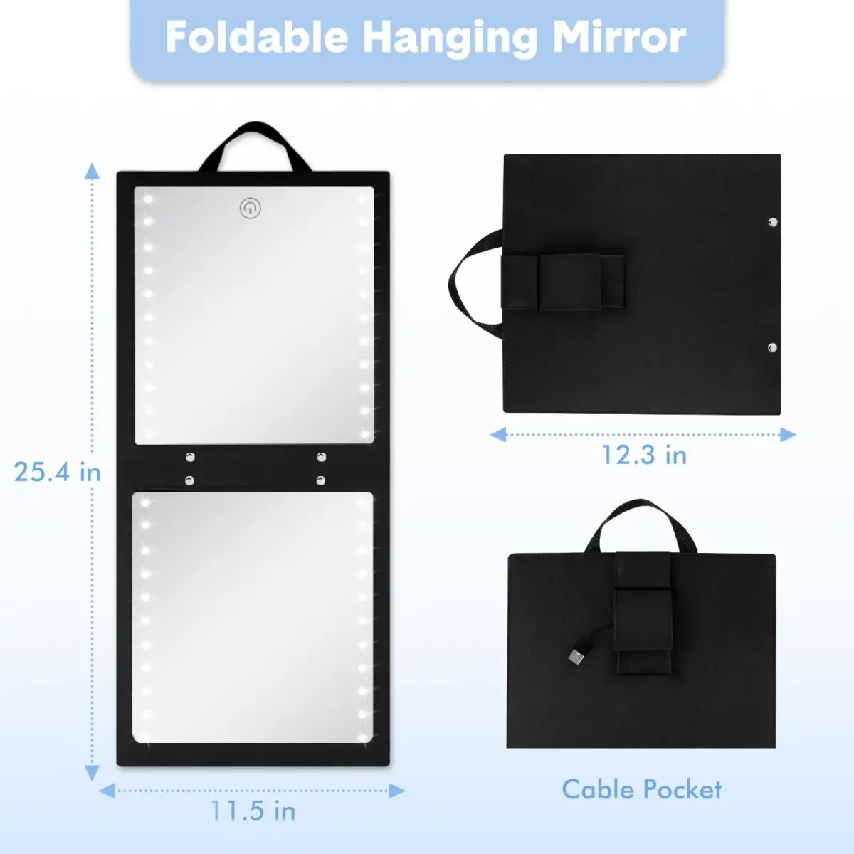 Fabuday Lighted Foldable Hanging Dance Mirror 31cm (12.3") | Adjustable Brightness, Rechargeable, Unbreakable Acrylic - view 2