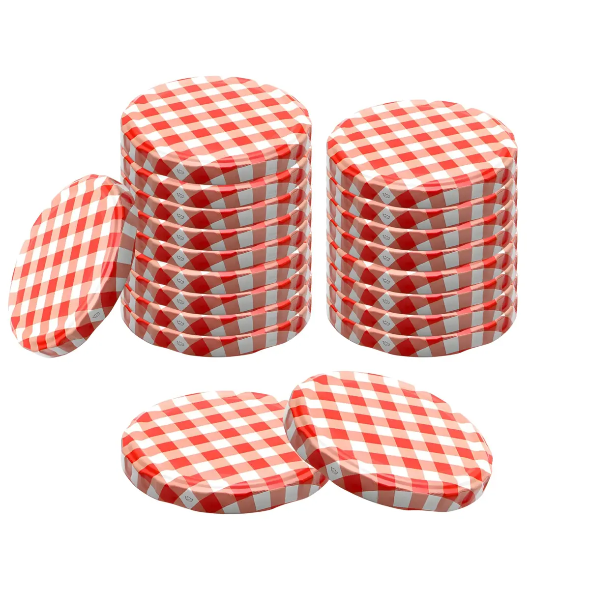 Devitre 20 Twist-Off Lids 82mm (2.7in) Red/White | Airtight Seal for Jars with 71-72mm Mouth - main product image