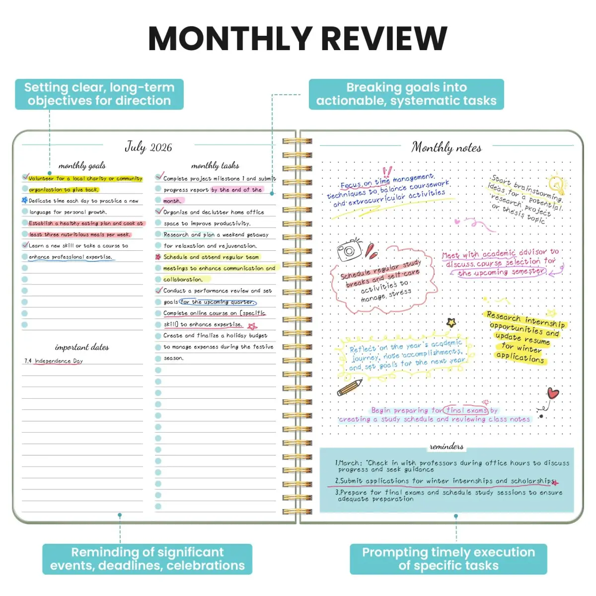 Taja Monthly Planner 2 Year Calendar Planner | Perfect for School Office Home Planning - view 3